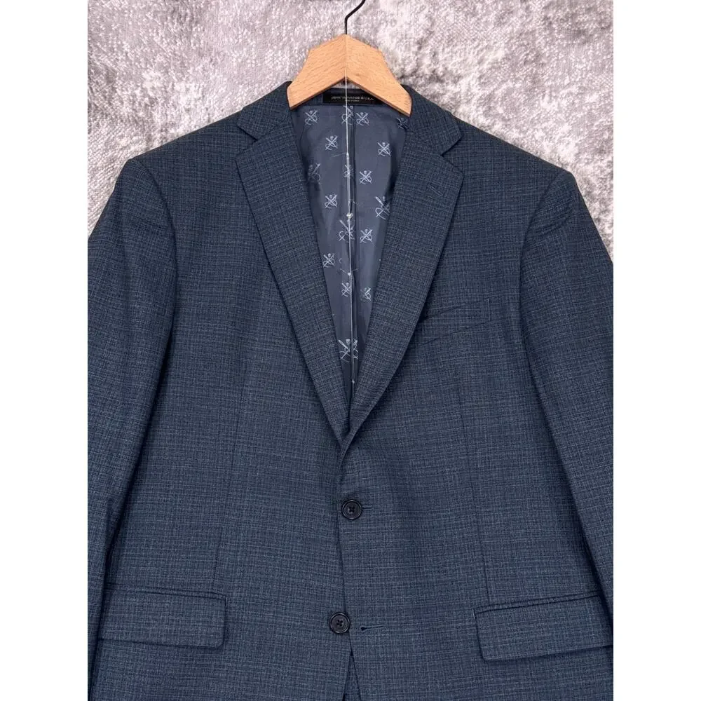 John Varvatos Signature Tailored Suit 42 R Mens Bleeker Blue Italian Wool